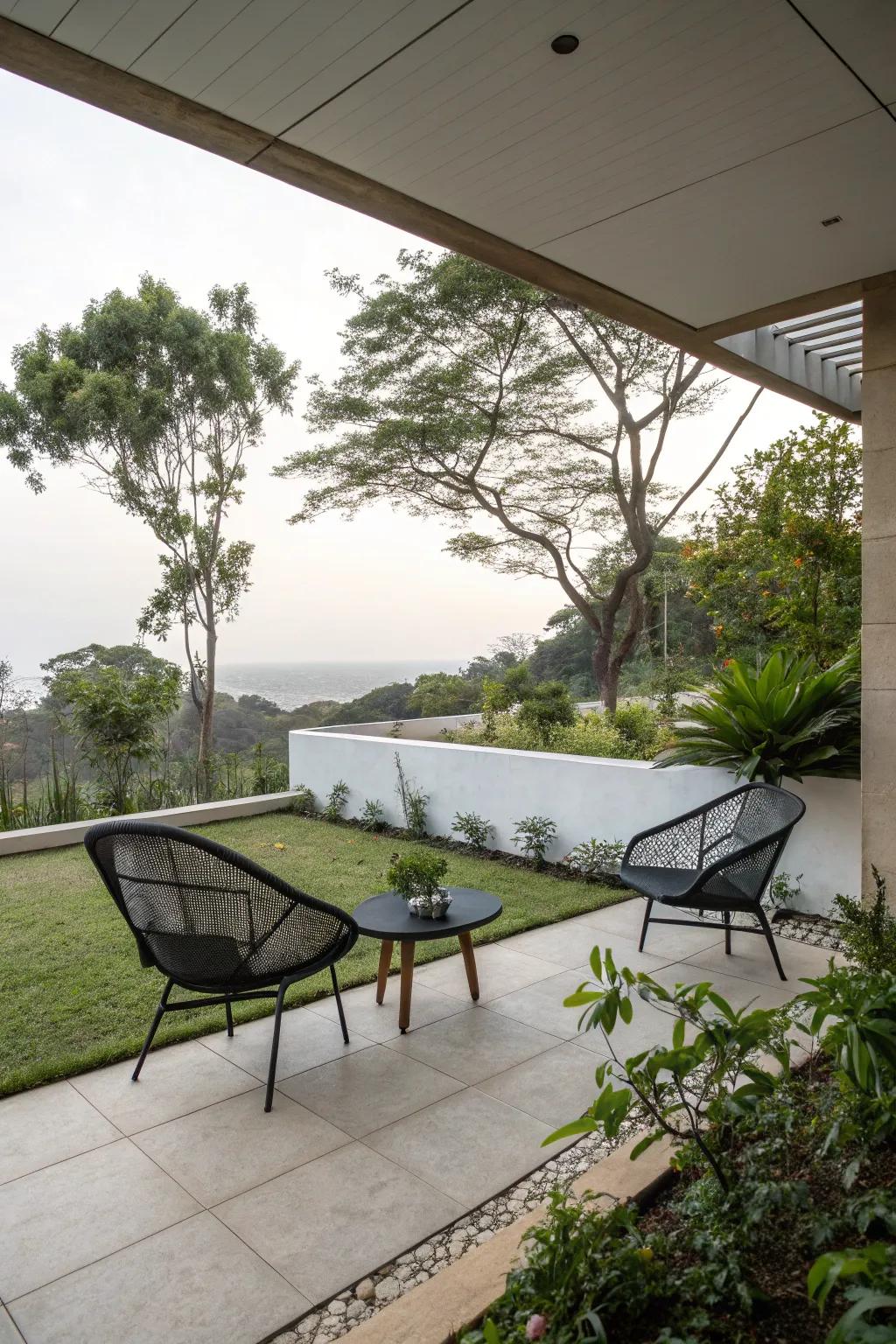 A minimalist patio design creates a serene and uncluttered retreat.