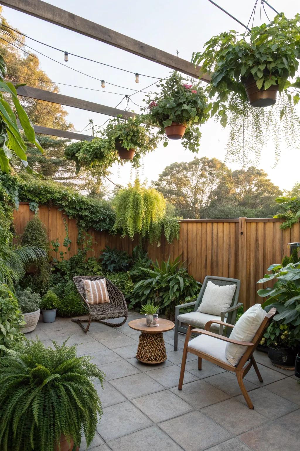 Lush greenery adds life and vibrancy to your patio.
