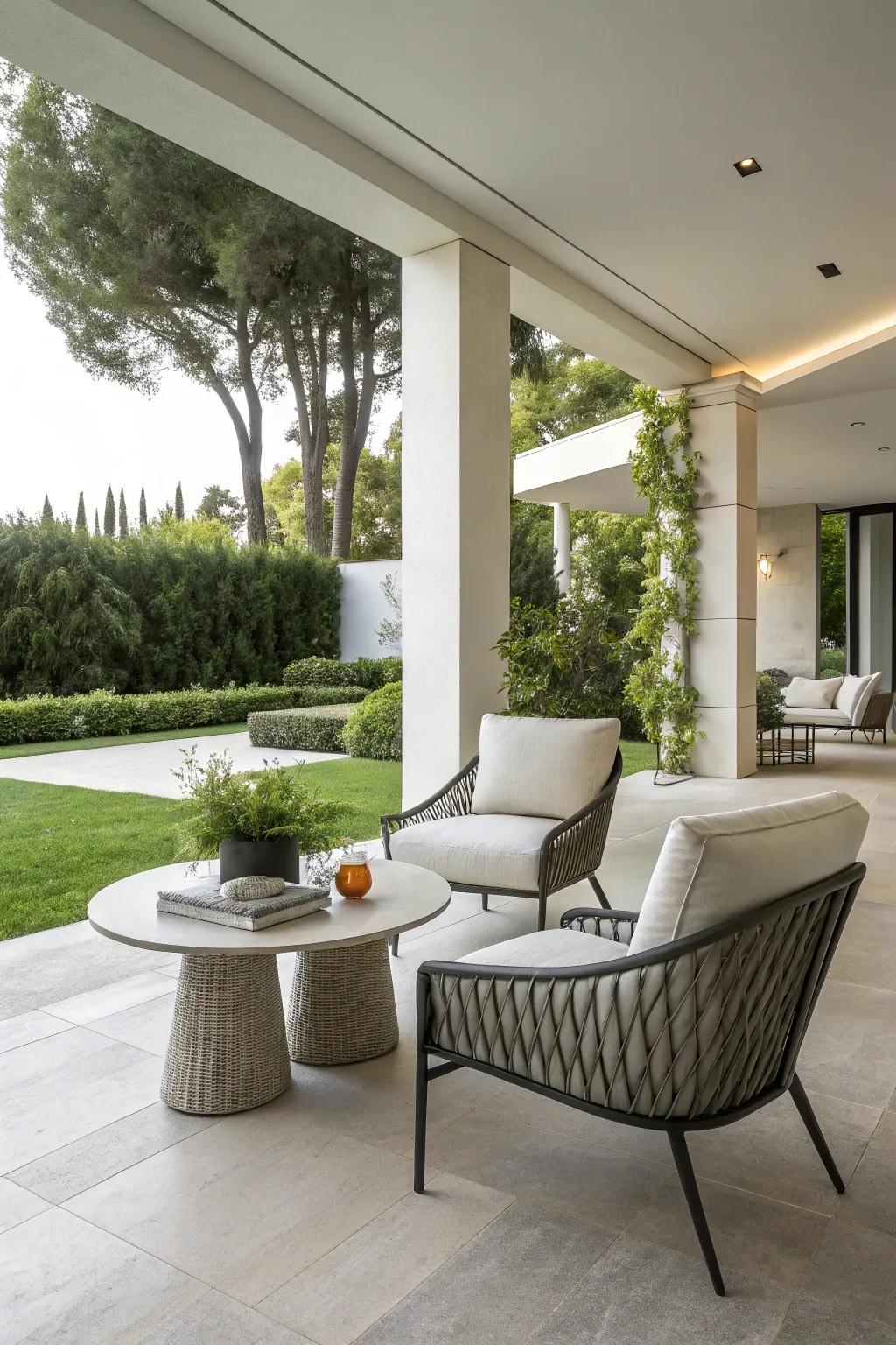 Achieve elegance with modern patio designs.