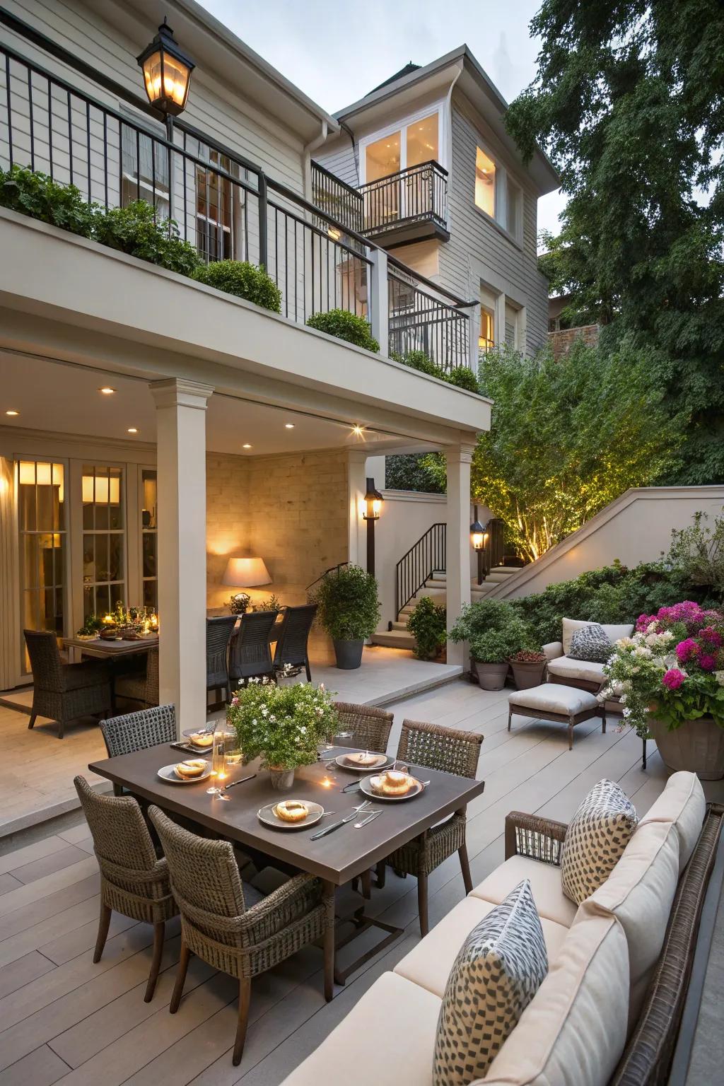 Enhance your patio with a dynamic split-level layout.