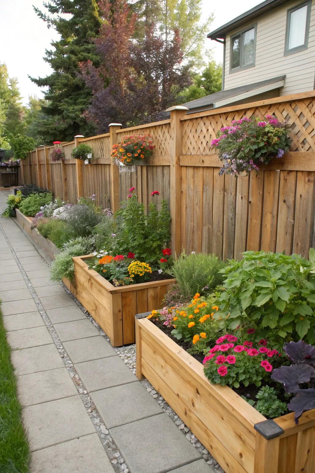 Integrate nature with a built-in planter fence.