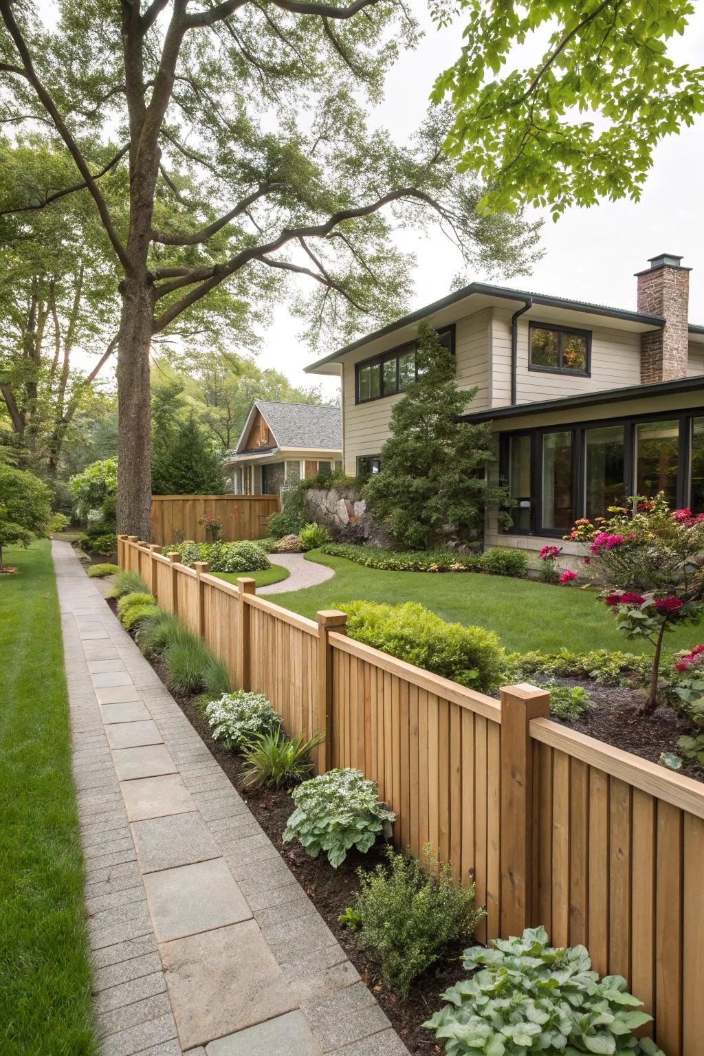 Embrace simplicity with a minimalist fence design.