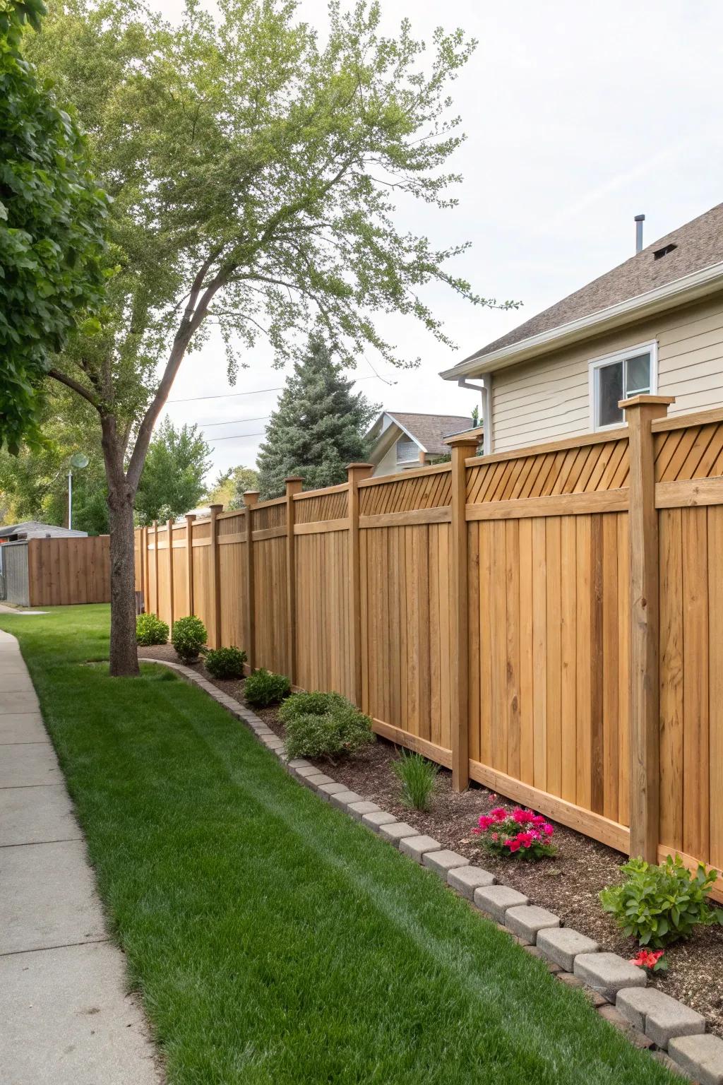 Durable elegance with a vinyl clad wood fence.