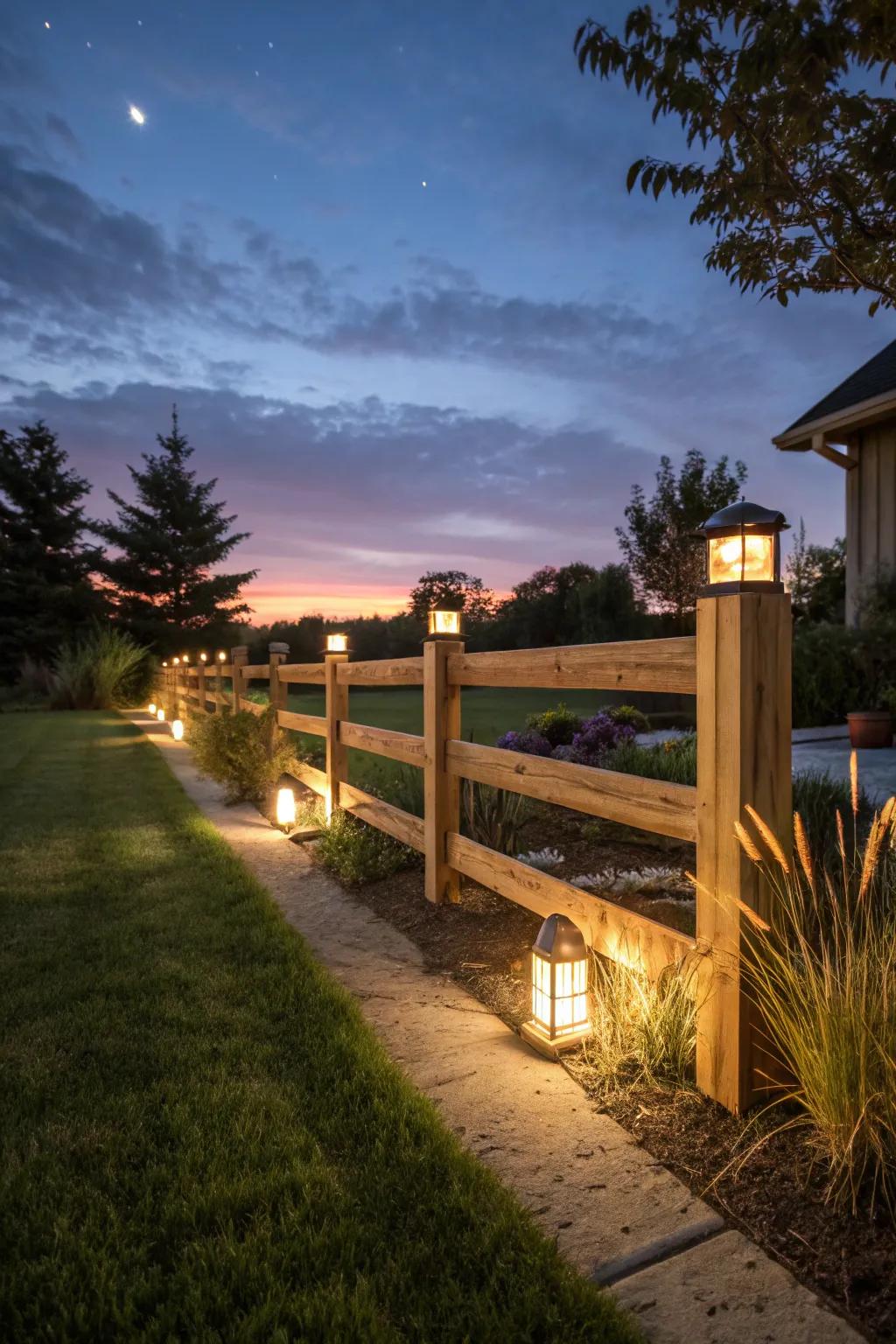 Illuminate your fence with integrated lighting.