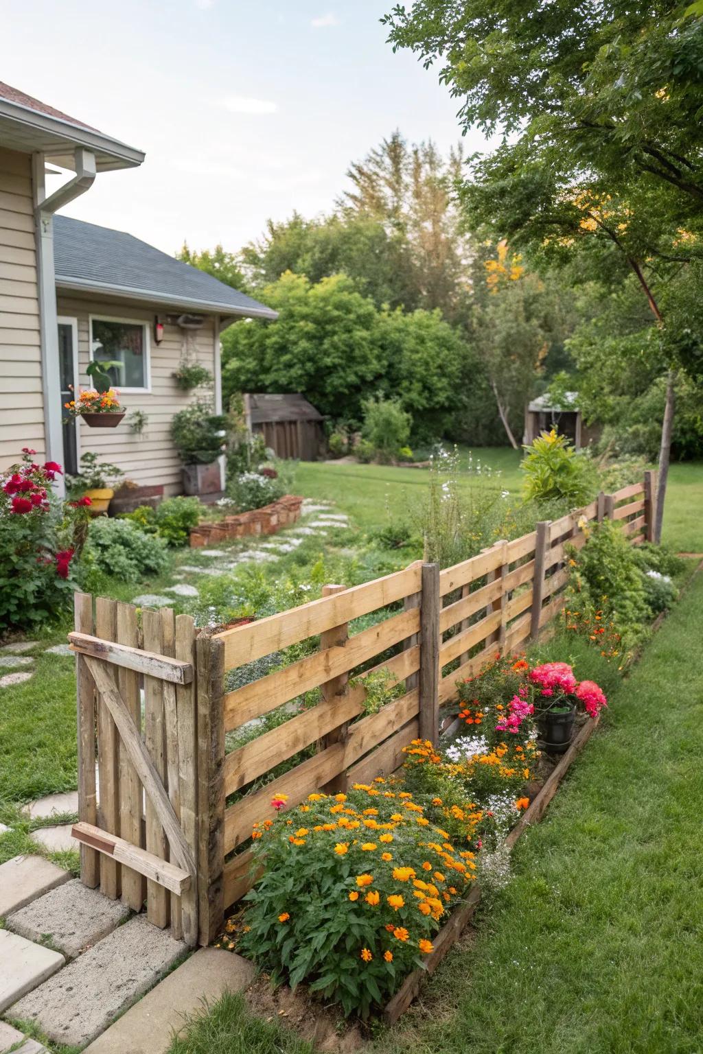 Sustainable style with a DIY pallet fence.