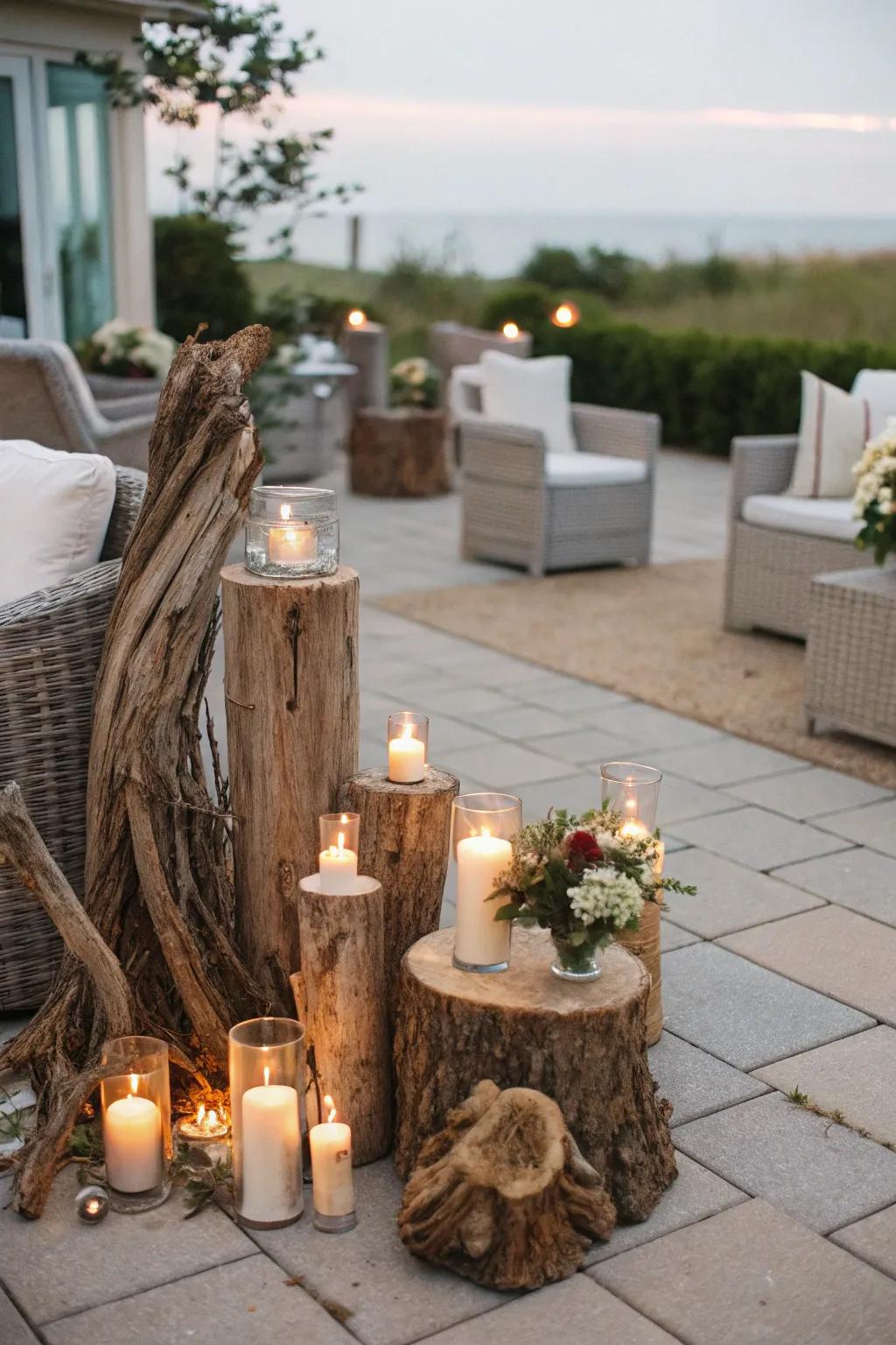 Driftwood brings a touch of organic beauty to your nautical patio.