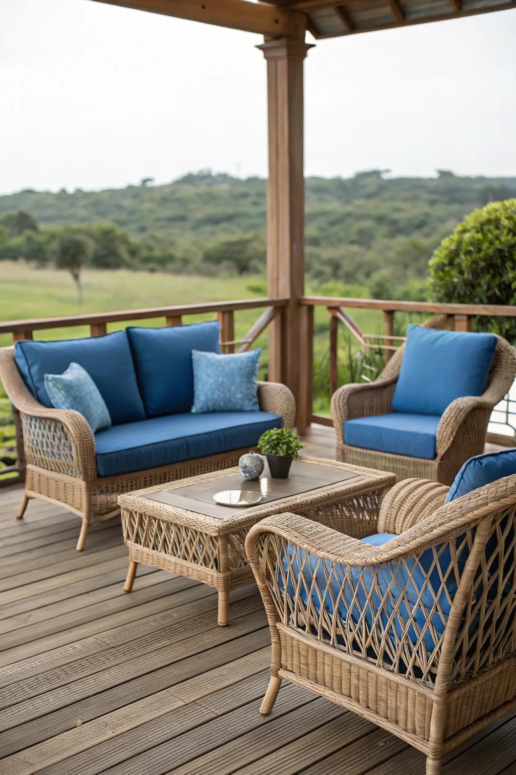 Wicker furniture adds a coastal charm that’s both stylish and practical.
