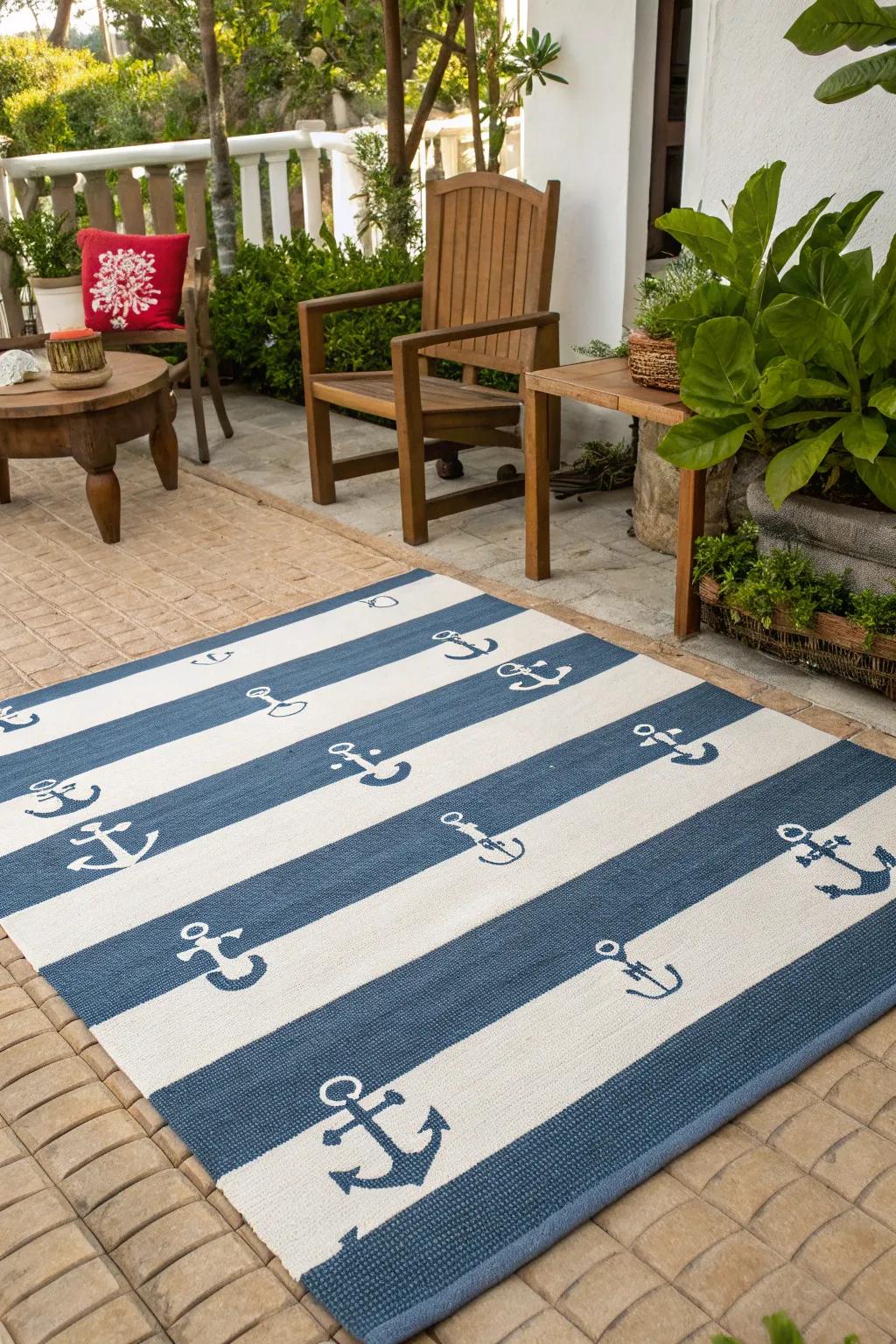 Nautical rugs anchor your patio design with style.