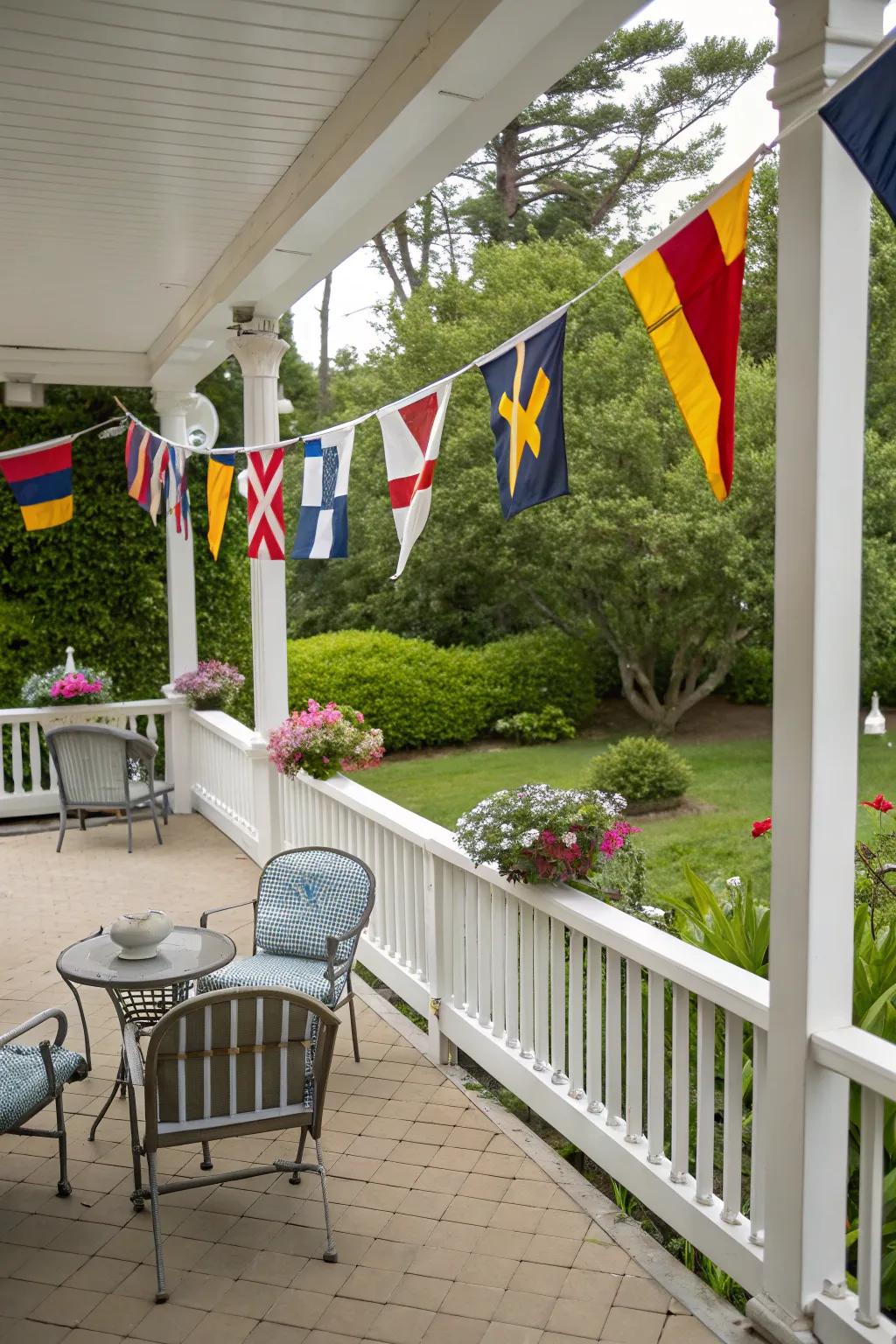 Nautical flags add color and a festive flair to your patio.