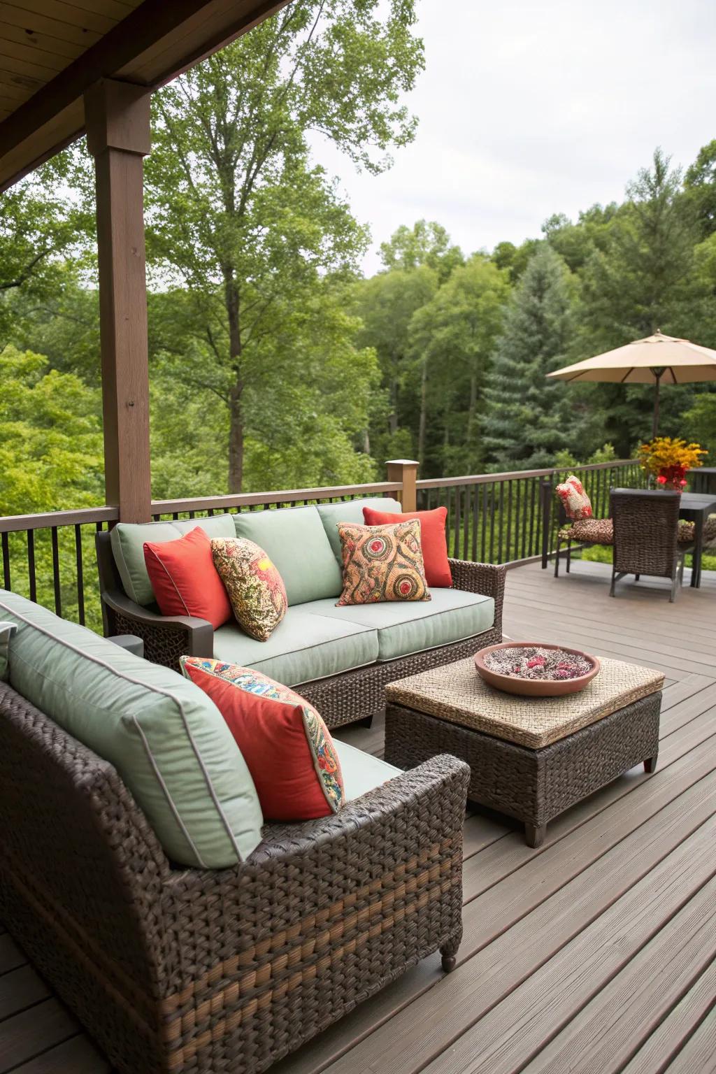 Comfortable seating turns your deck into a relaxation haven.