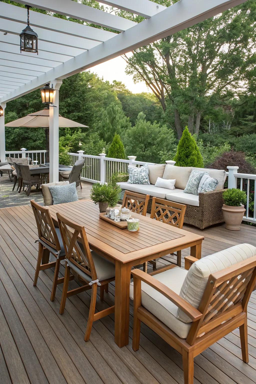 Define zones on your deck for a more organized space.