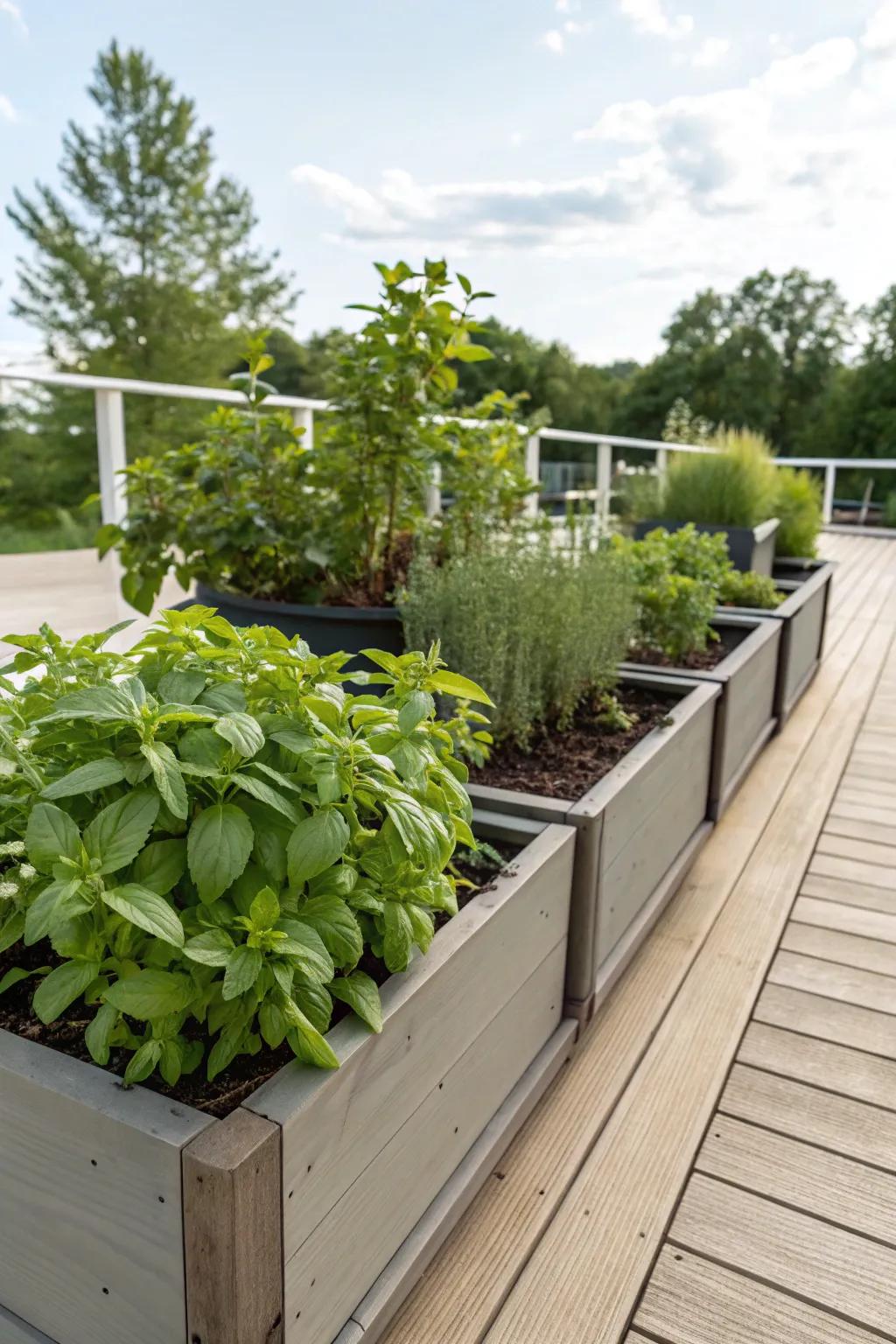 Edible plants add practicality and freshness to your deck.