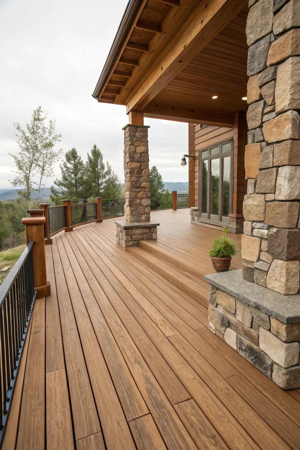 Natural materials create a harmonious deck environment.