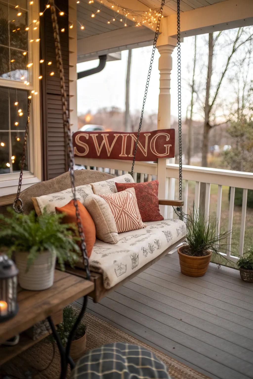 Personalize your swing with custom text.