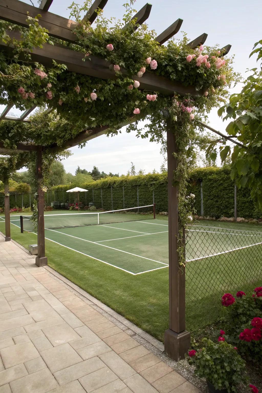 Stay cool and stylish with a shaded court area.