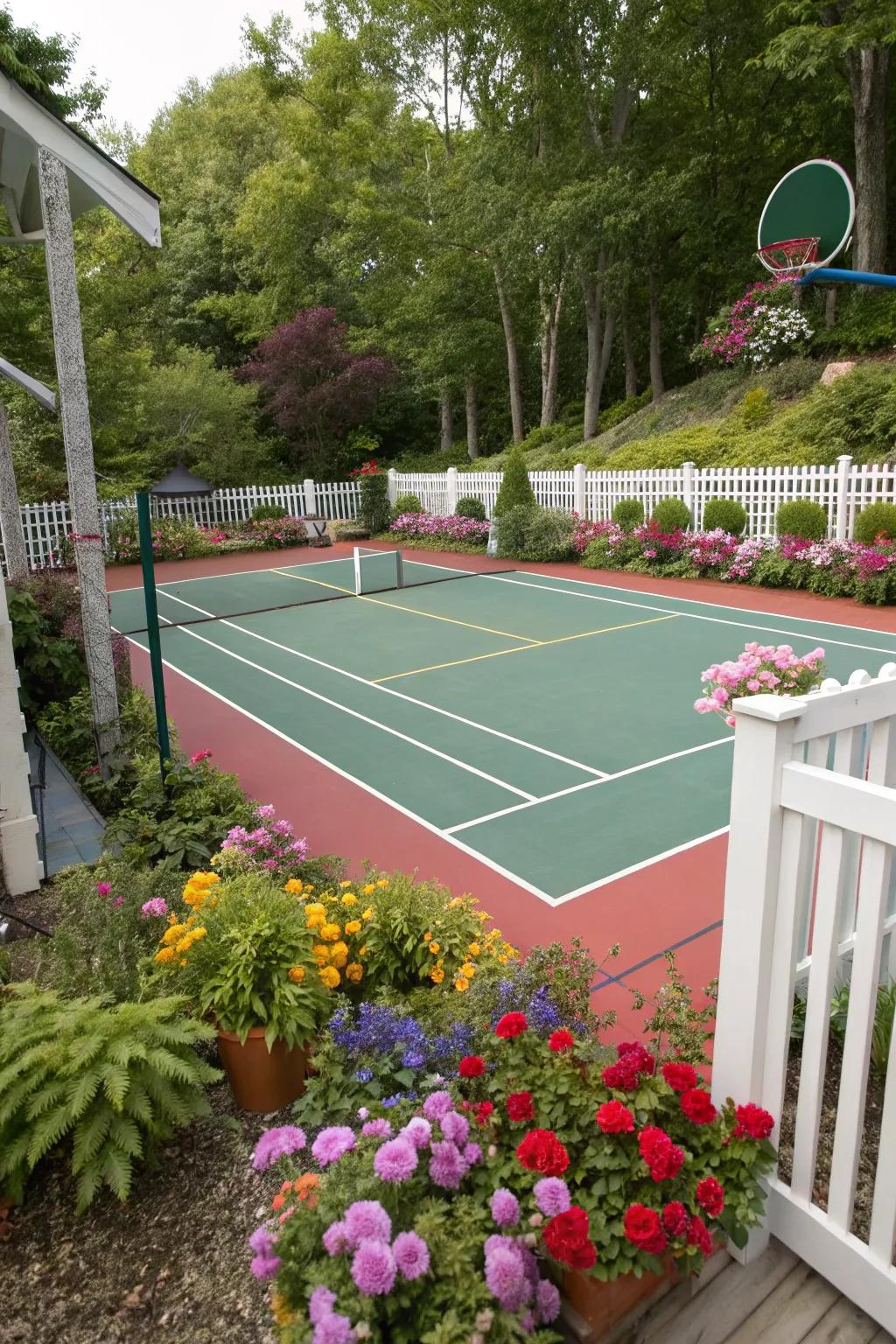 A colorful court to make your backyard pop.