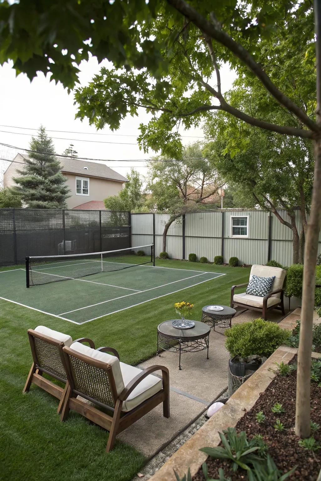 A compact court that’s perfect for smaller backyards.