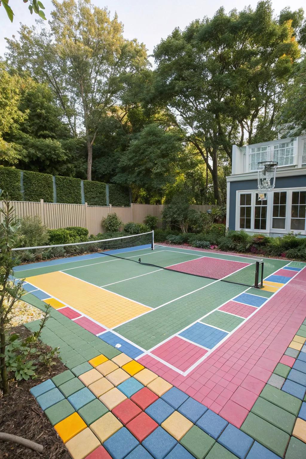 A DIY tennis court with customizable modular tiles.