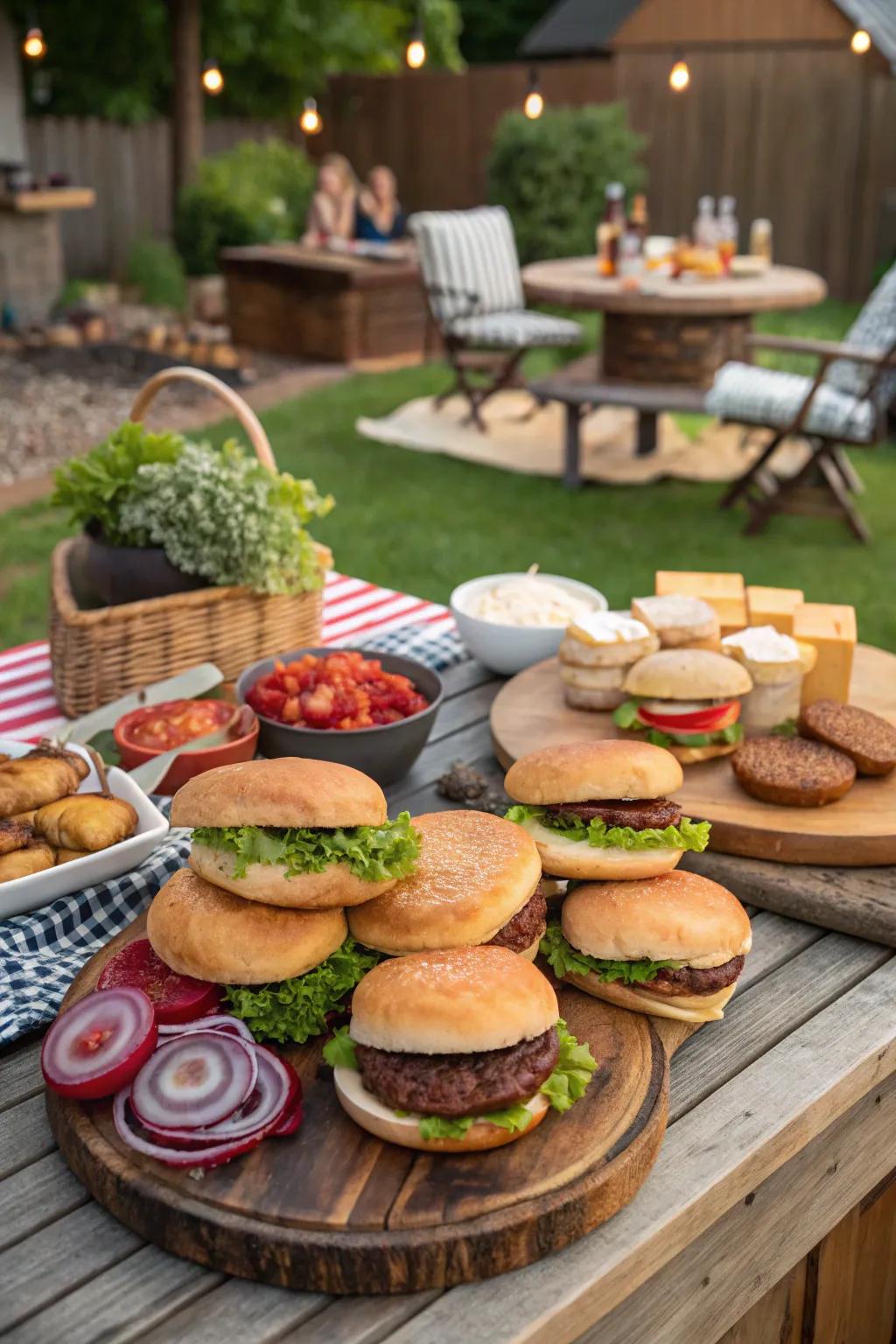 Craft your own gourmet burger at this interactive station