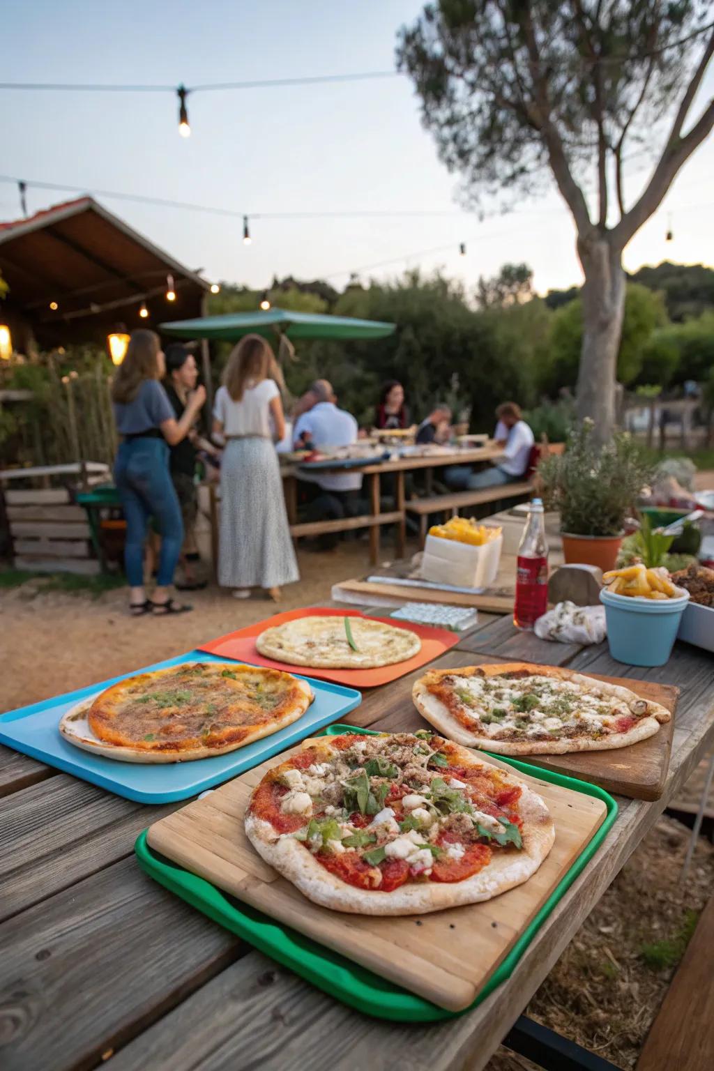 Create your own delicious pizza at this rustic outdoor party