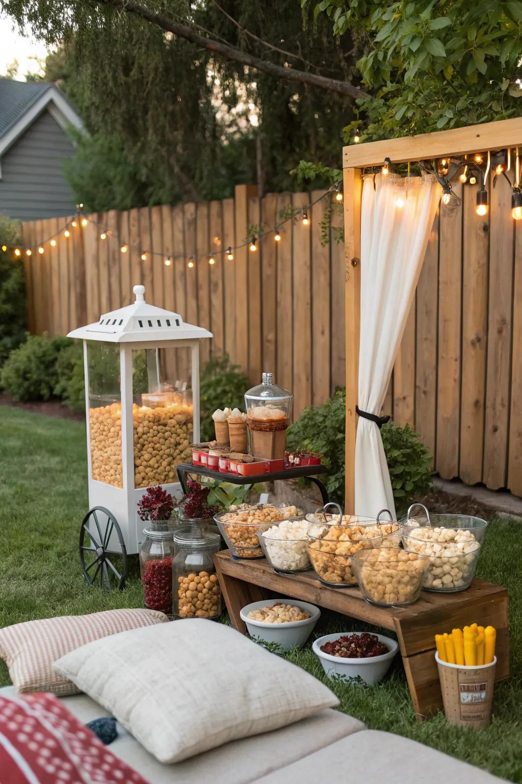Enjoy a variety of flavors at this gourmet popcorn station