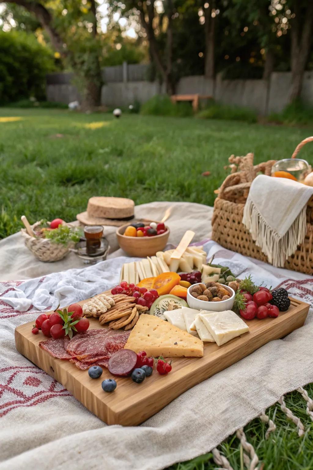 A picnic-style charcuterie board for a touch of elegance