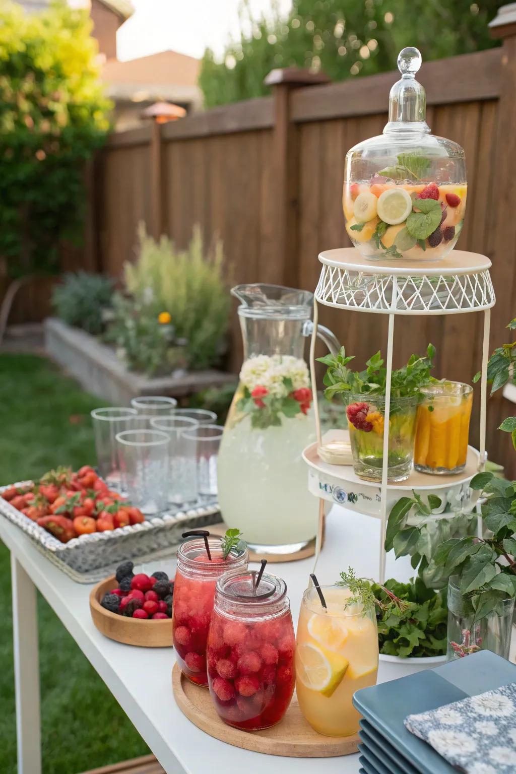 A themed drinks station to keep guests refreshed and entertained