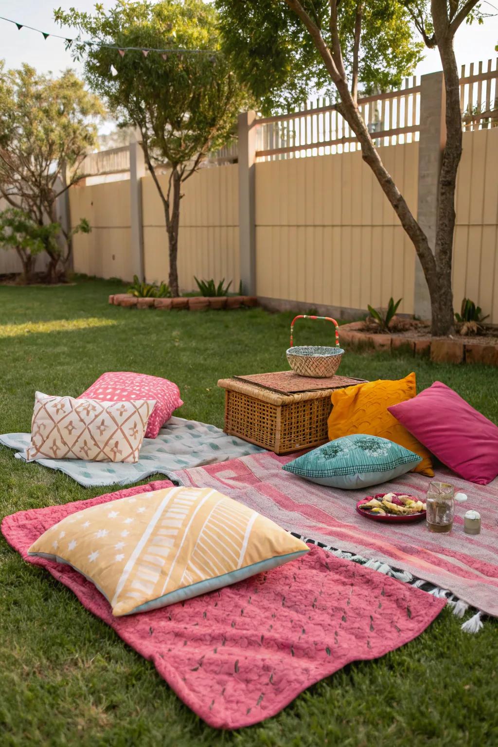 Cozy picnic blankets for an inviting backyard atmosphere
