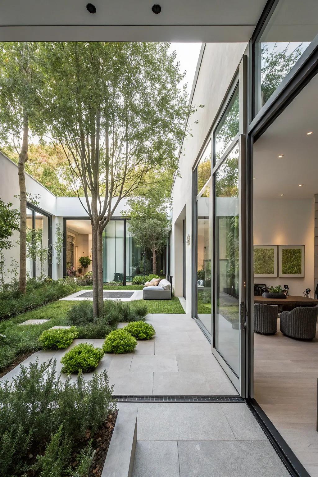 Seamless transitions expand your living space into the courtyard.