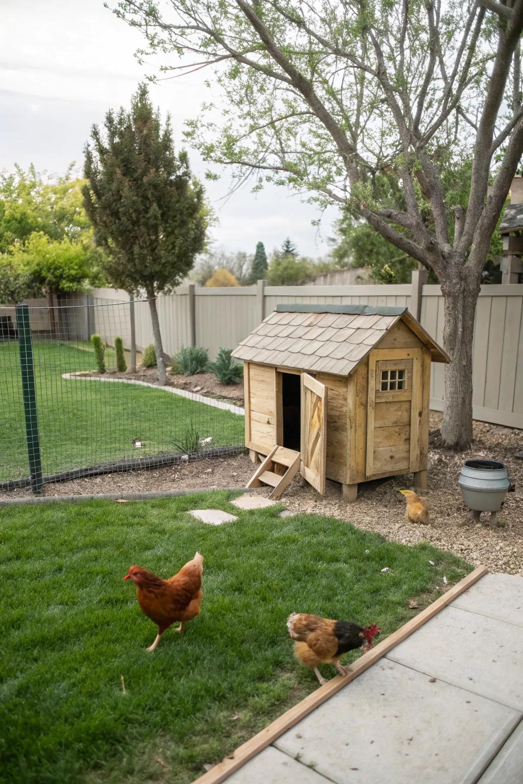 Add a touch of farm life with backyard chickens.