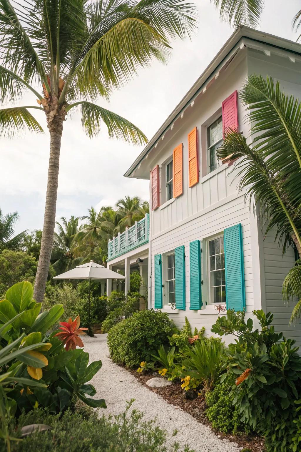 Bahama shutters add charm and functionality.