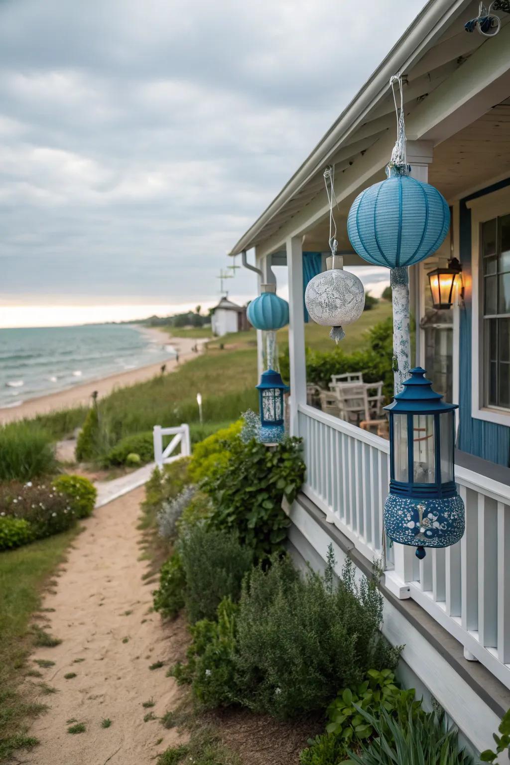 Nautical lighting sets the perfect ambiance.