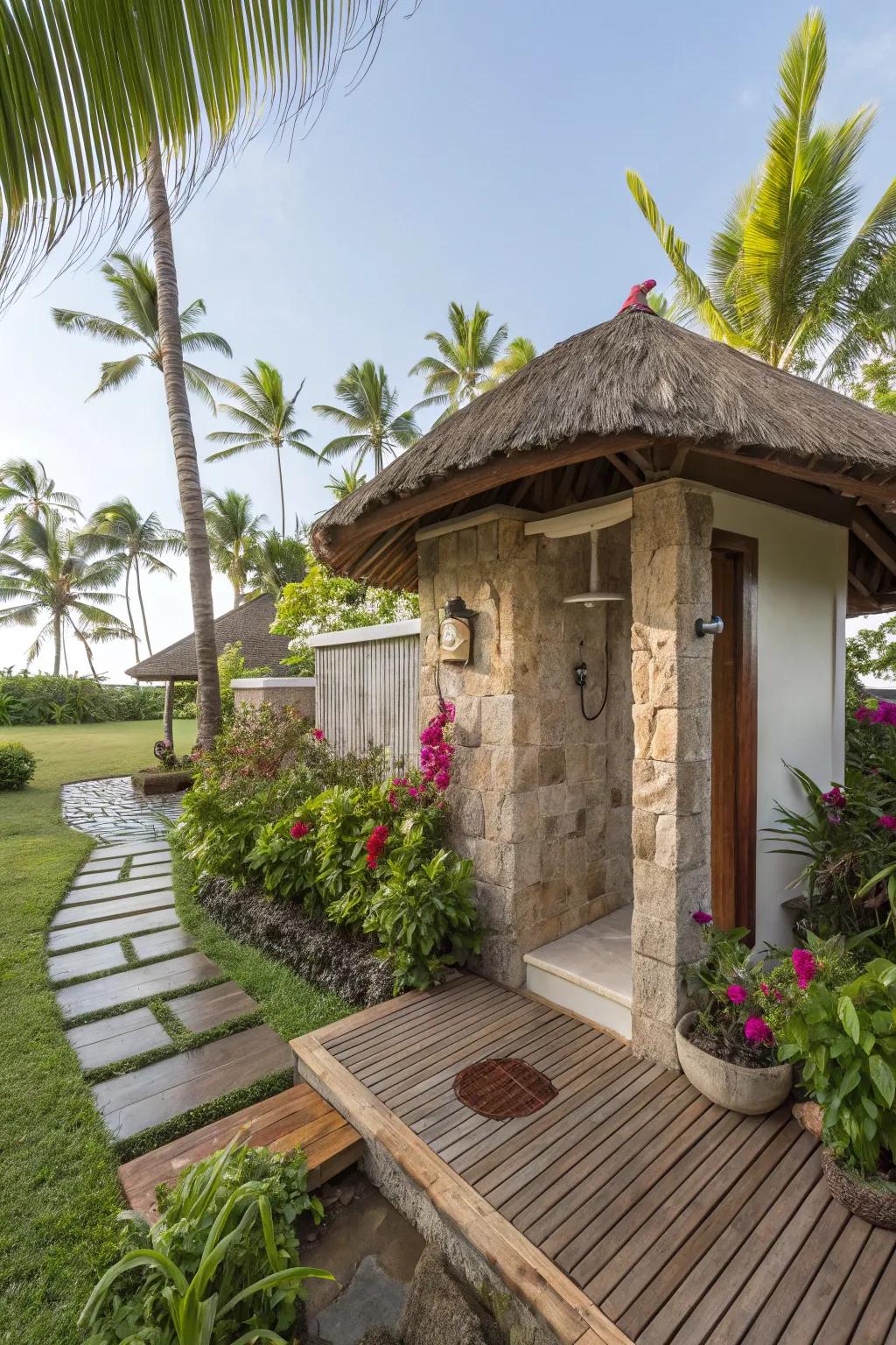 An outdoor shower is a must-have for beachside living.