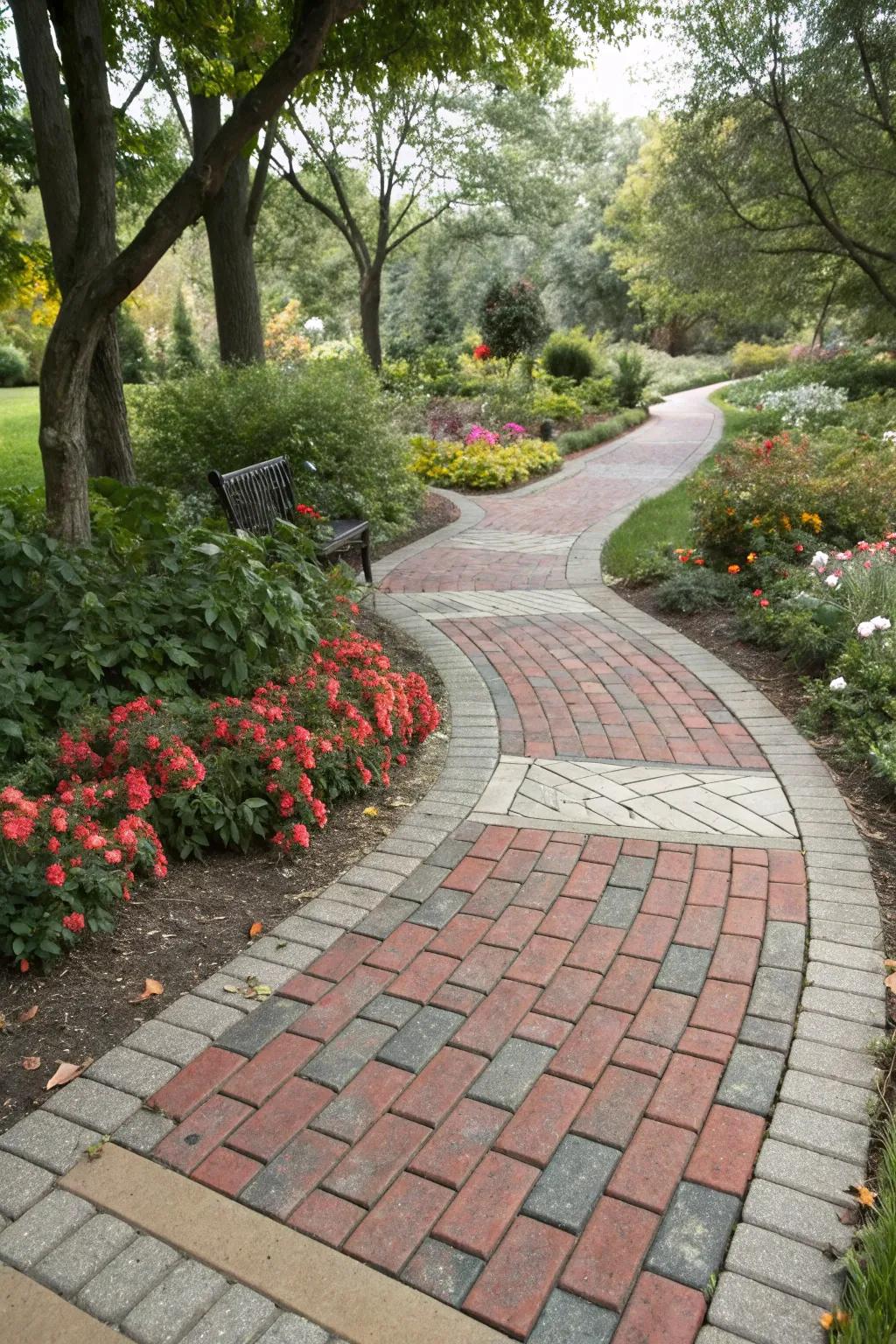 Mixed materials make for a dynamic and textured path.