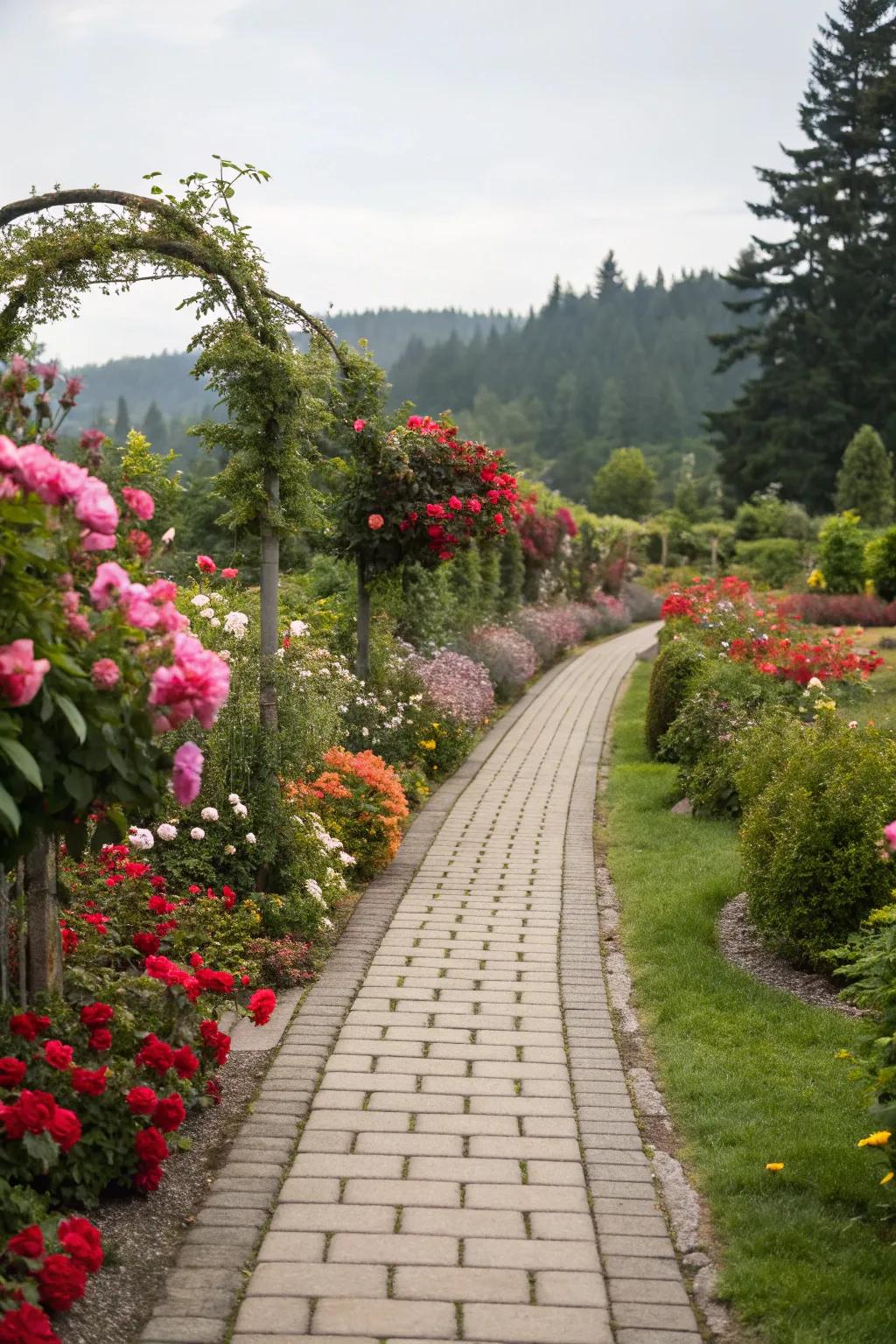 Floral borders enhance the beauty of any pathway.