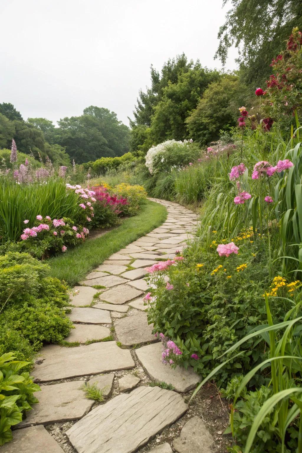 Natural stone pavers blend seamlessly into any garden landscape.