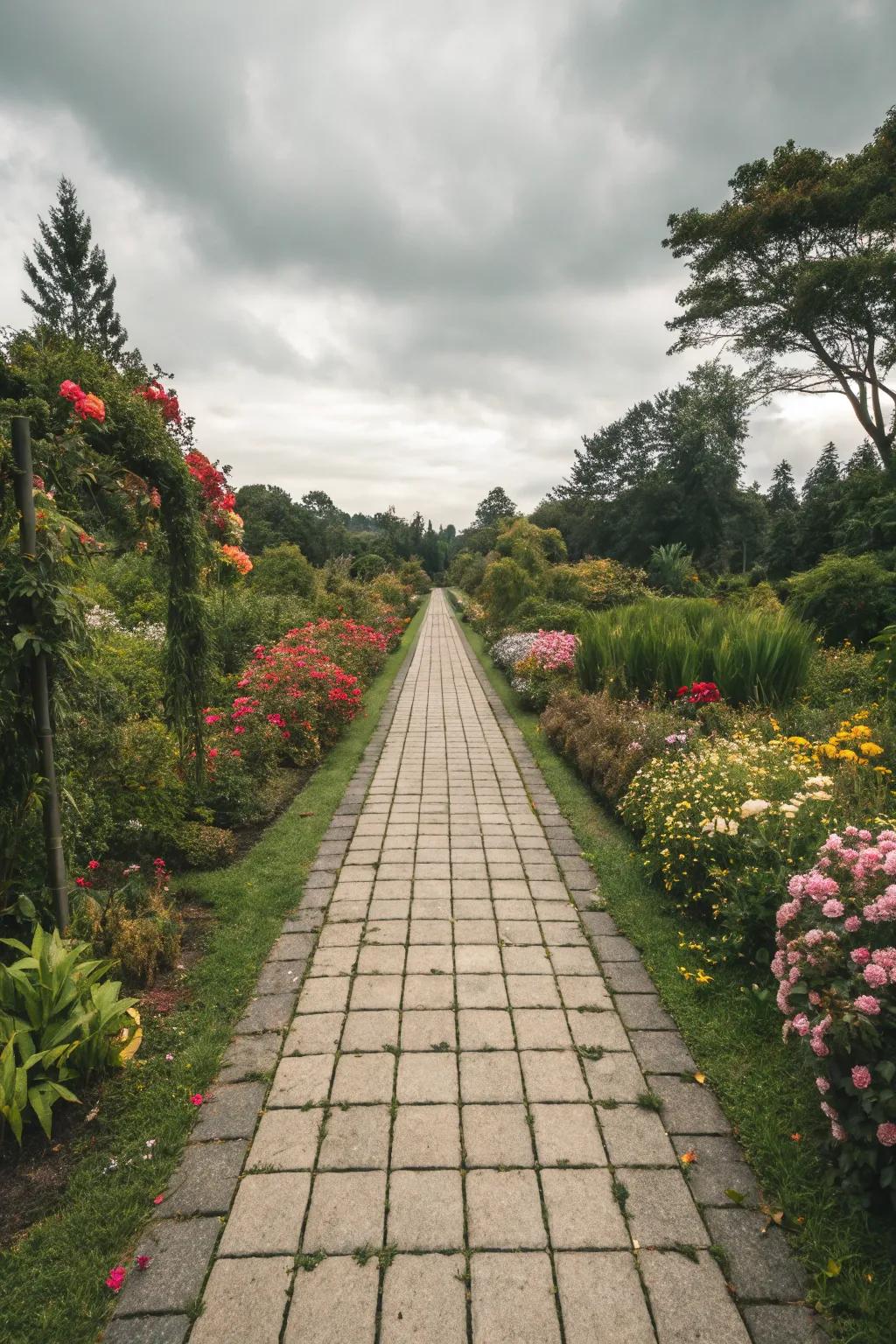 Symmetrical patterns bring elegance and order to pathways.