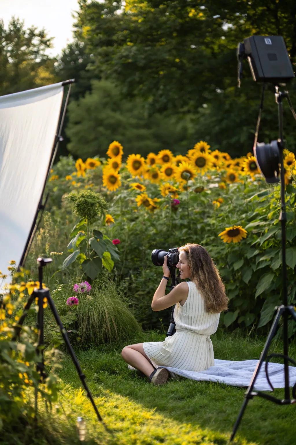 Capture stunning photos with sunflowers as your vibrant backdrop.