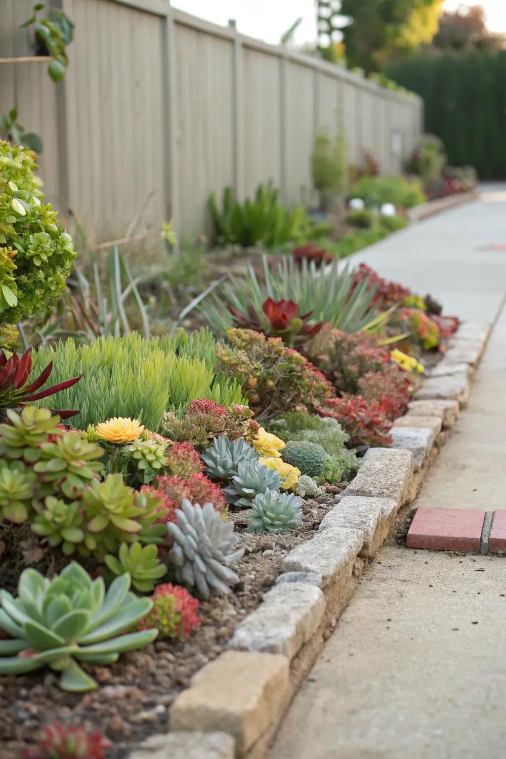 Succulent borders are both beautiful and easy to maintain.