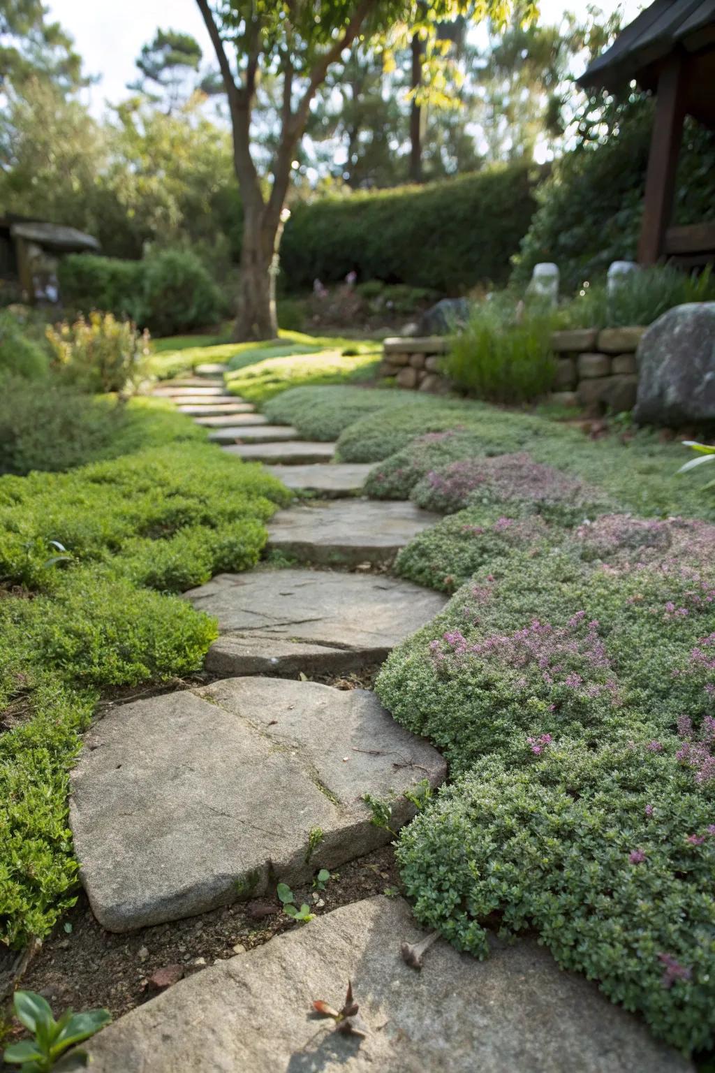 Ground covers add lushness and texture to a small garden.