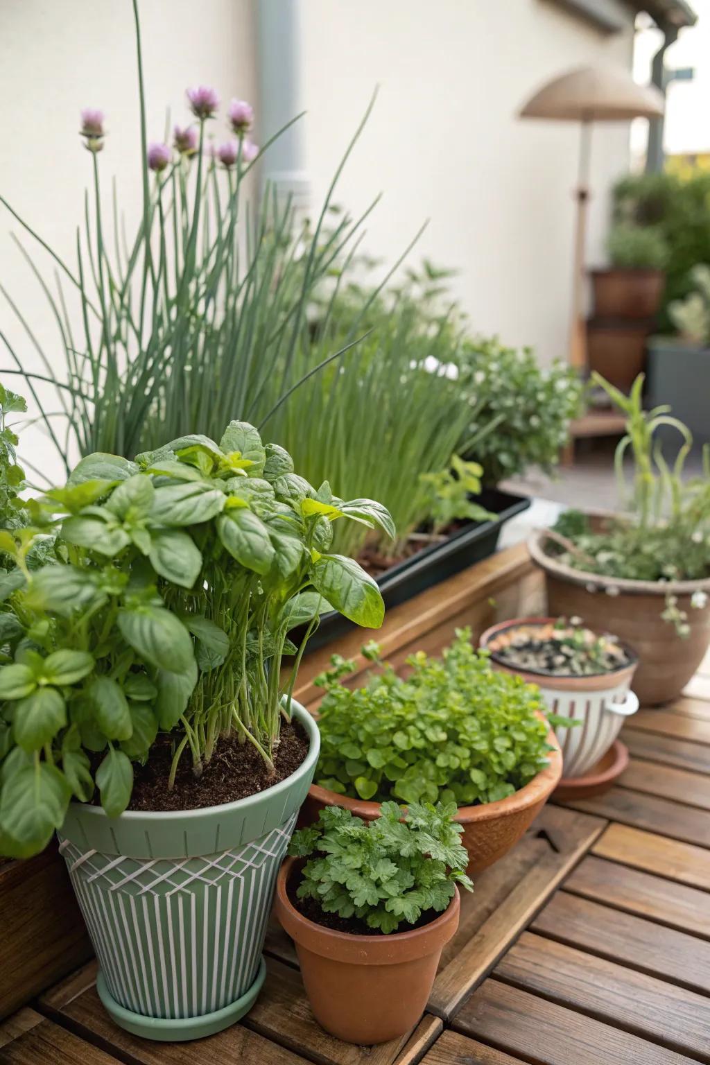 Edible plants add flavor and functionality to a small garden.
