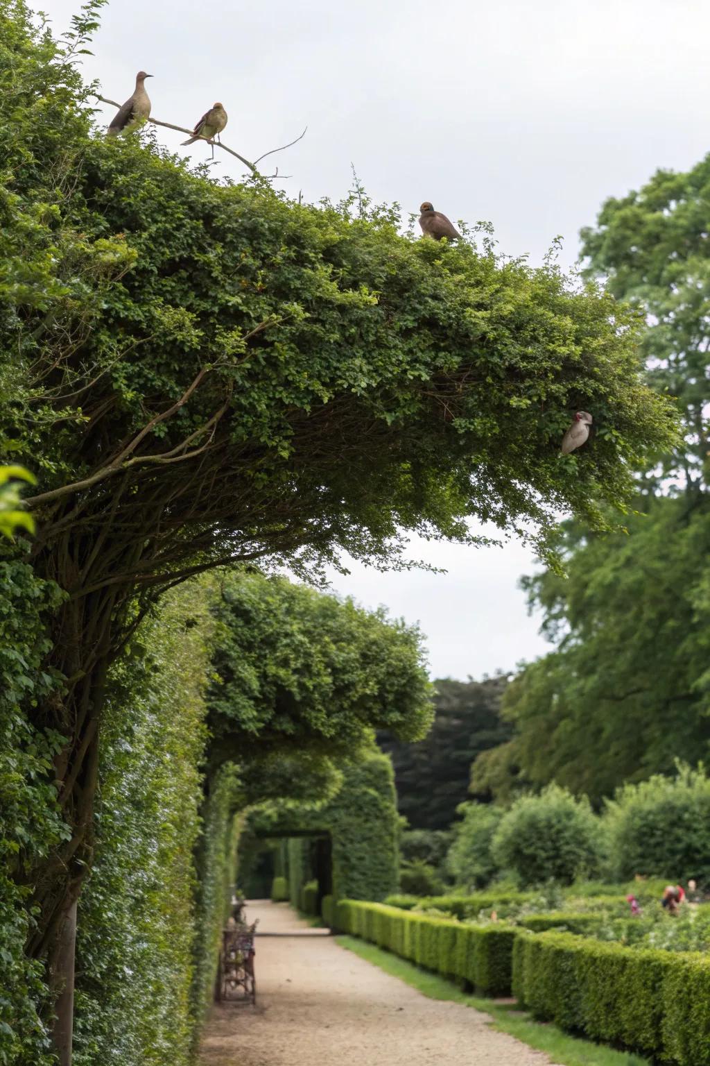 A bird-friendly hedge offers protection and nesting opportunities.