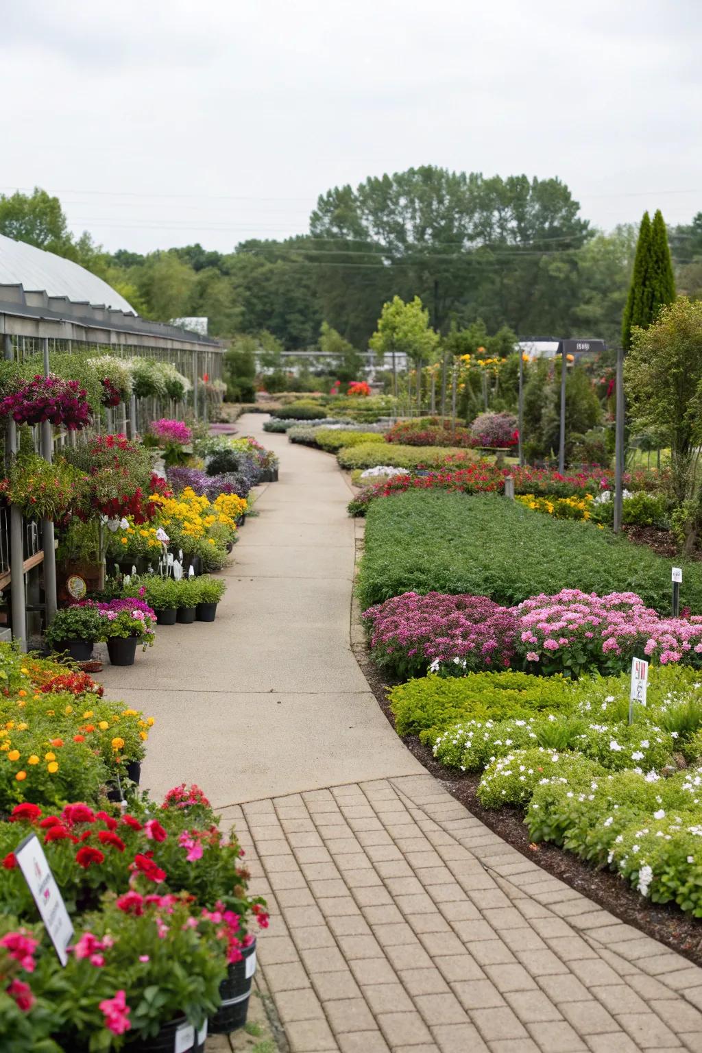 Inviting pathways guide visitors through the garden center.