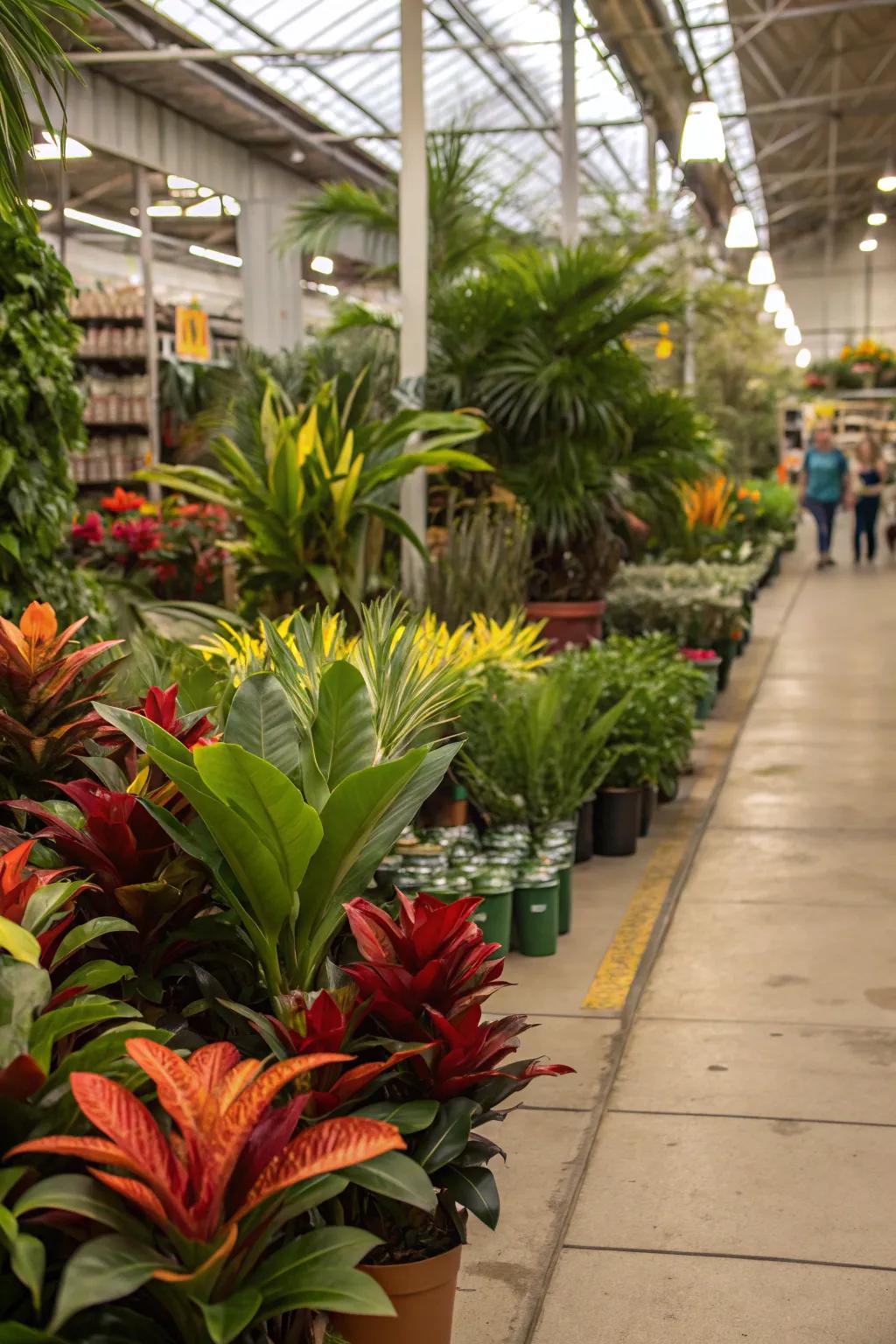 A thematic section featuring a tropical plant display.