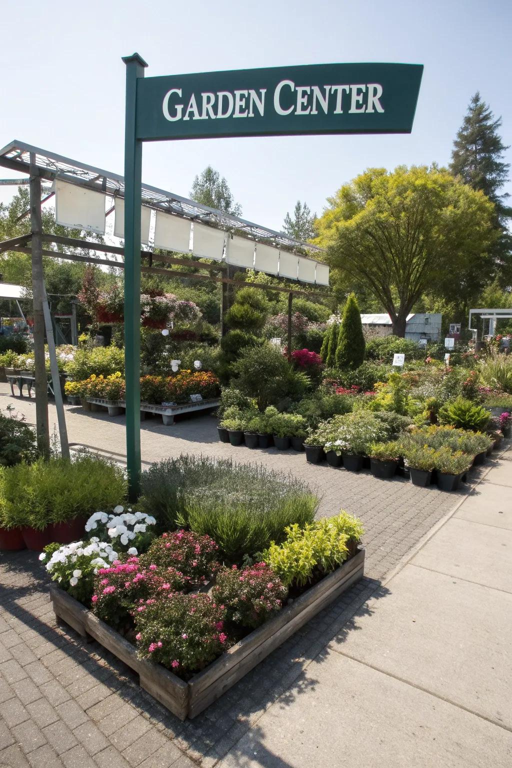 Informative signage and labels guide customers through the plant varieties.