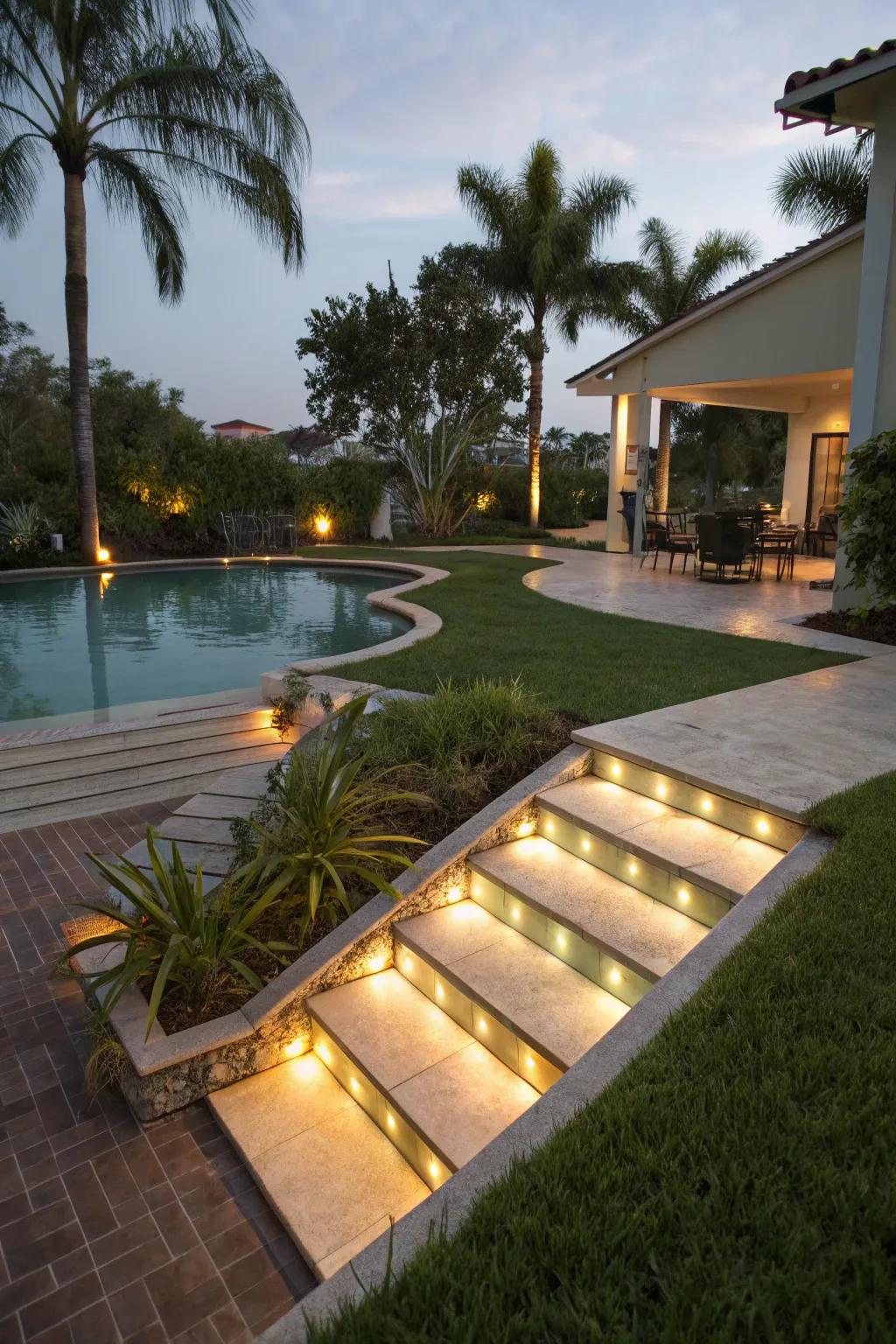 Stair tread lights blend safety with style.