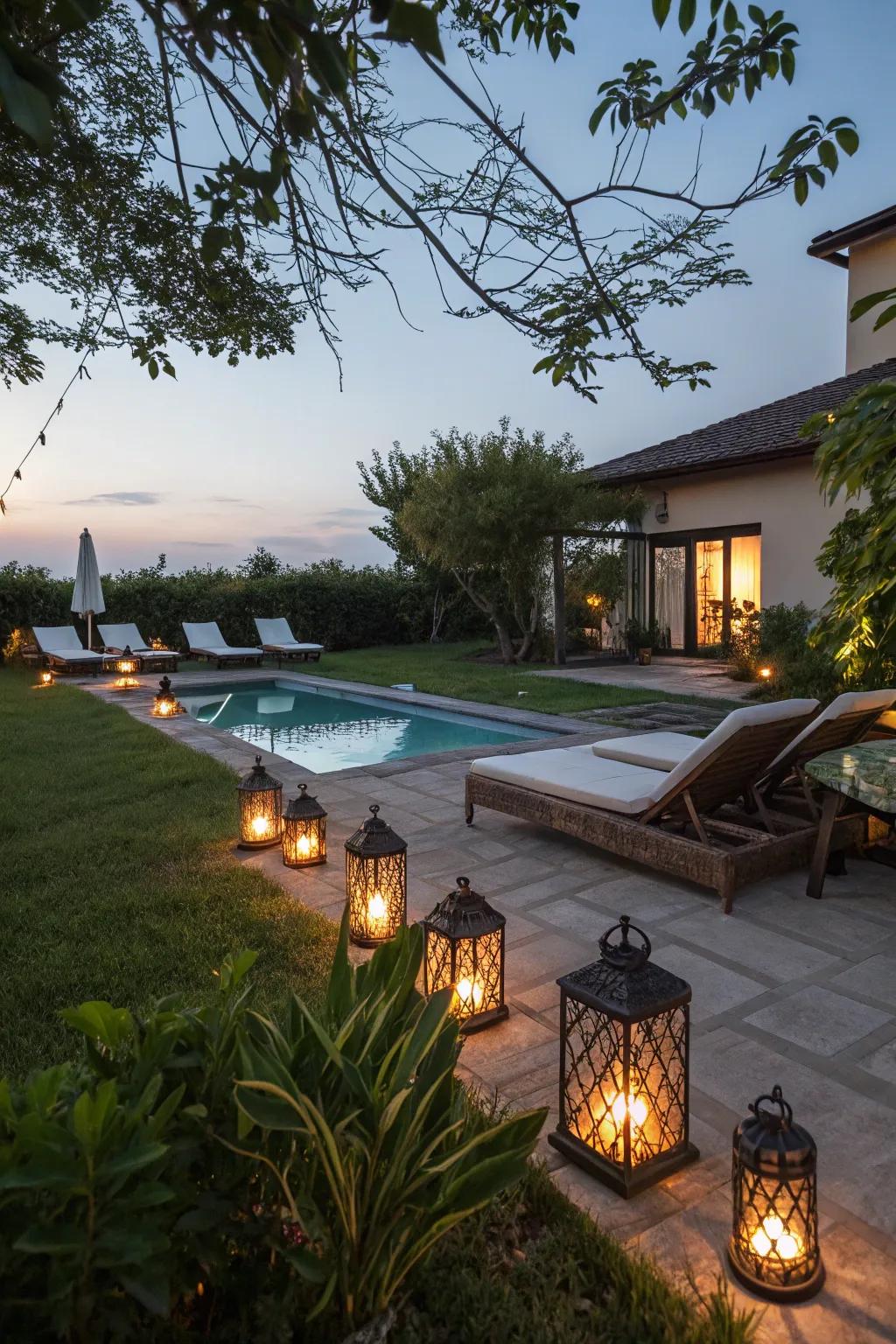 Portable lanterns offer flexibility and charm.