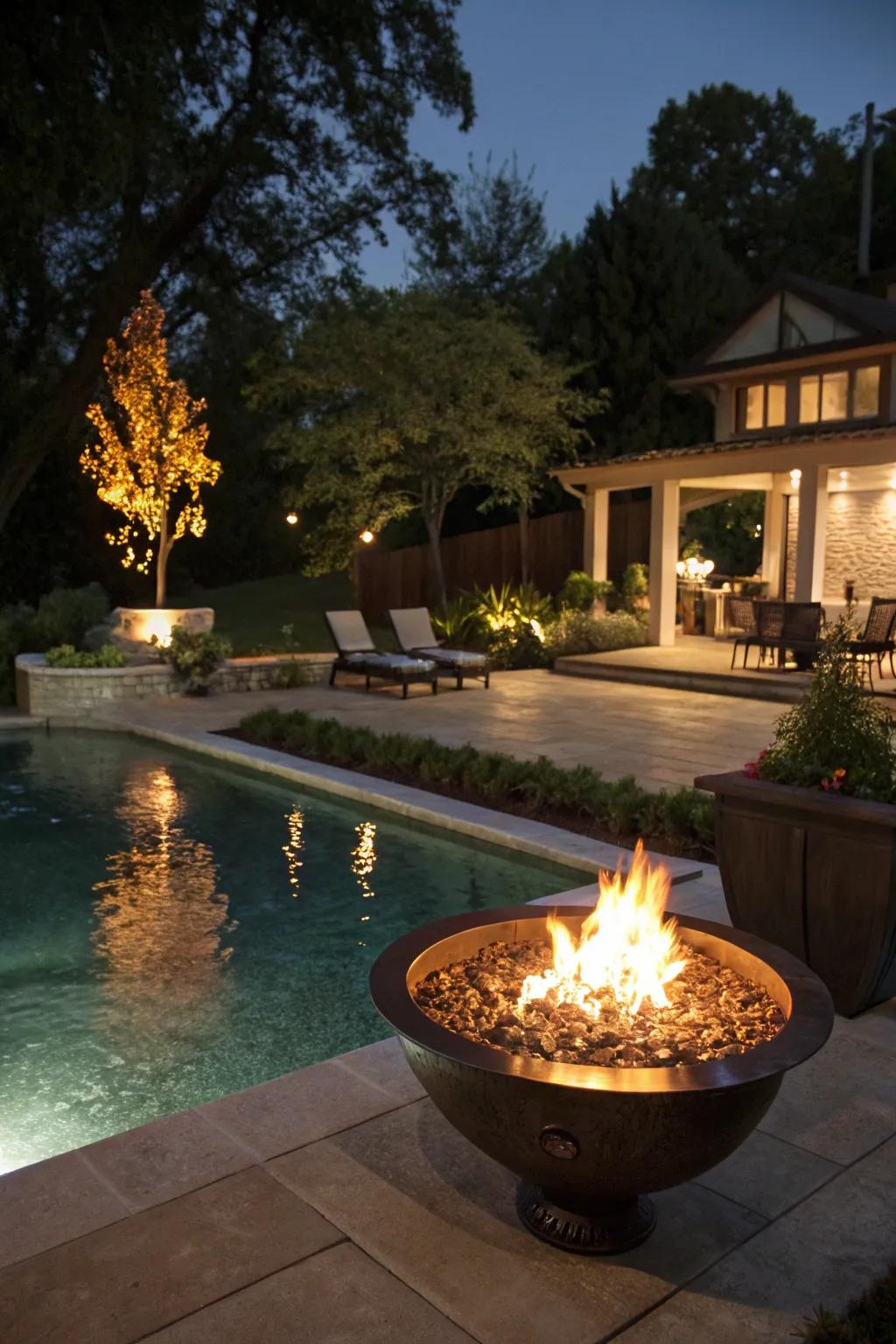 Fire bowls bring warmth and elegance to your poolside.