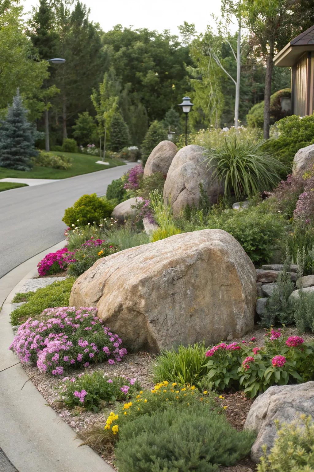 Introduce drama with strategically placed boulders.