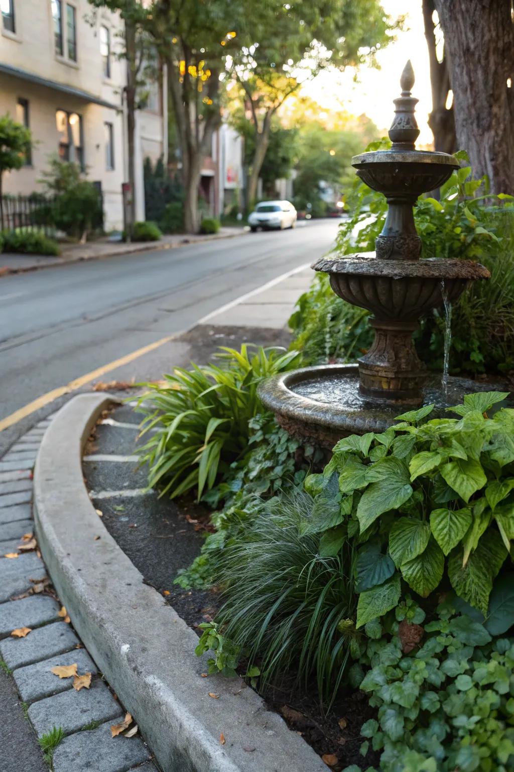 Enhance tranquility with a curbside water feature.